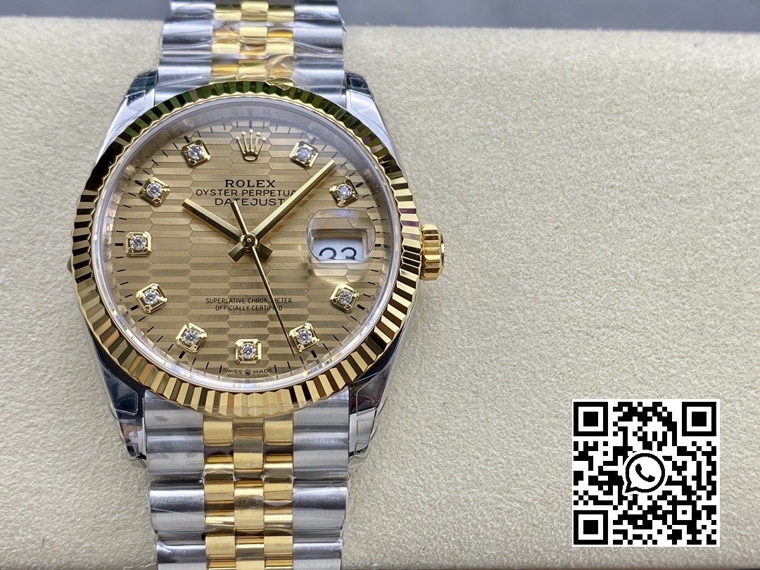 Rolex DateJust 36mm 126233 SS/YG VS Factory 1:1 Best Edition 904L Steel YG Textured Diamonds Dial