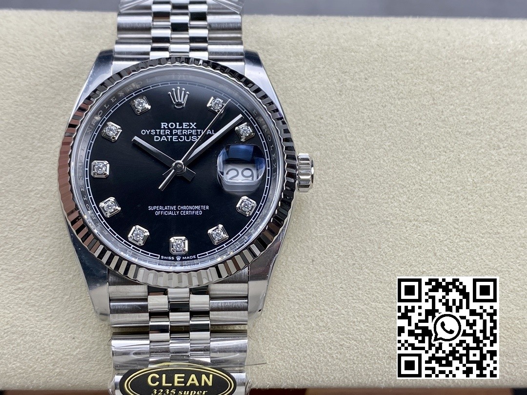 Rolex DateJust 36mm 126234 Clean Factory 1:1 Best Edition 904L Steel Black Diamond Dial