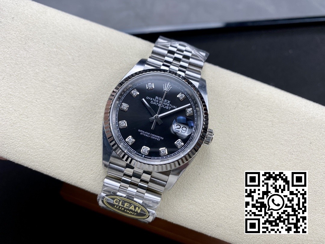 Rolex DateJust 36mm 126234 Clean Factory 1:1 Best Edition 904L Steel Black Diamond Dial