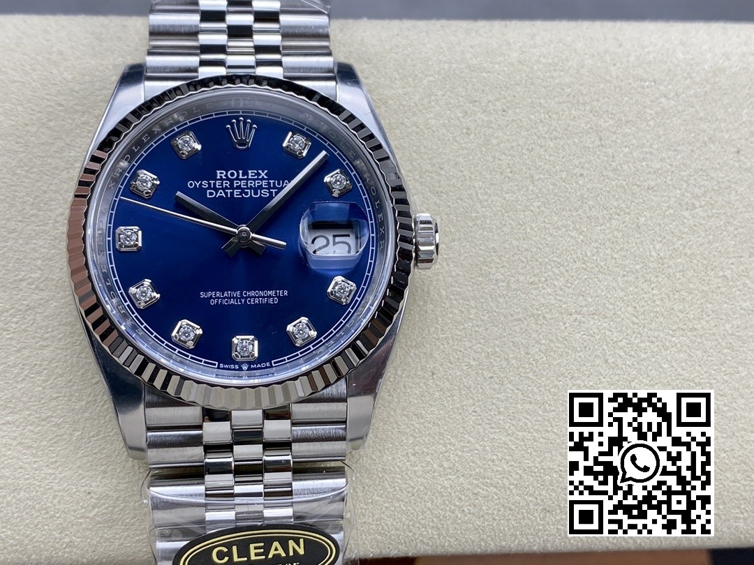 Rolex DateJust 36mm 126234 Clean Factory 1:1 Best Edition 904L Steel Blue Diamond Dial