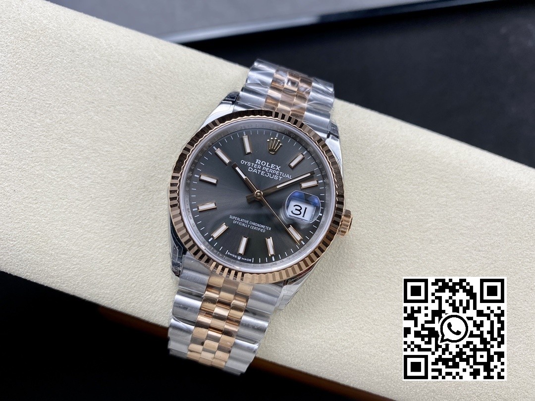 Rolex DateJust 36 SS 126231 VS Factory 1:1 Best Edition 904L Steel Gray Stick Dial