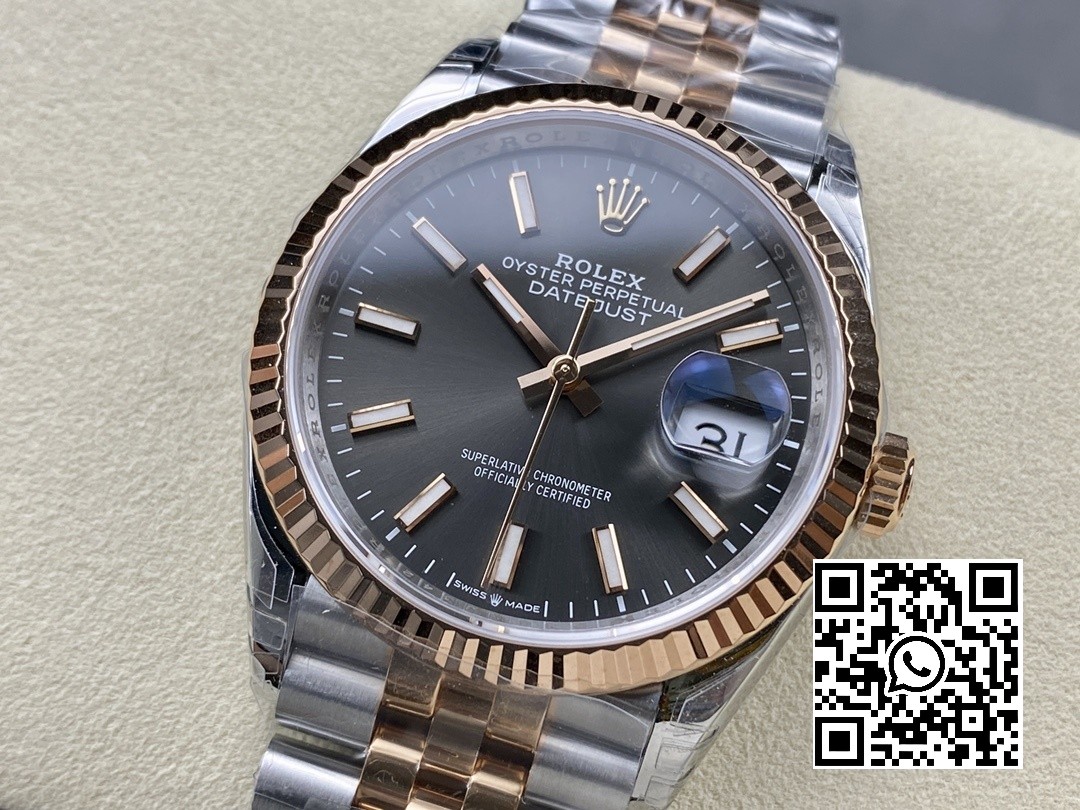 Rolex DateJust 36 SS 126231 VS Factory 1:1 Best Edition 904L Steel Gray Stick Dial