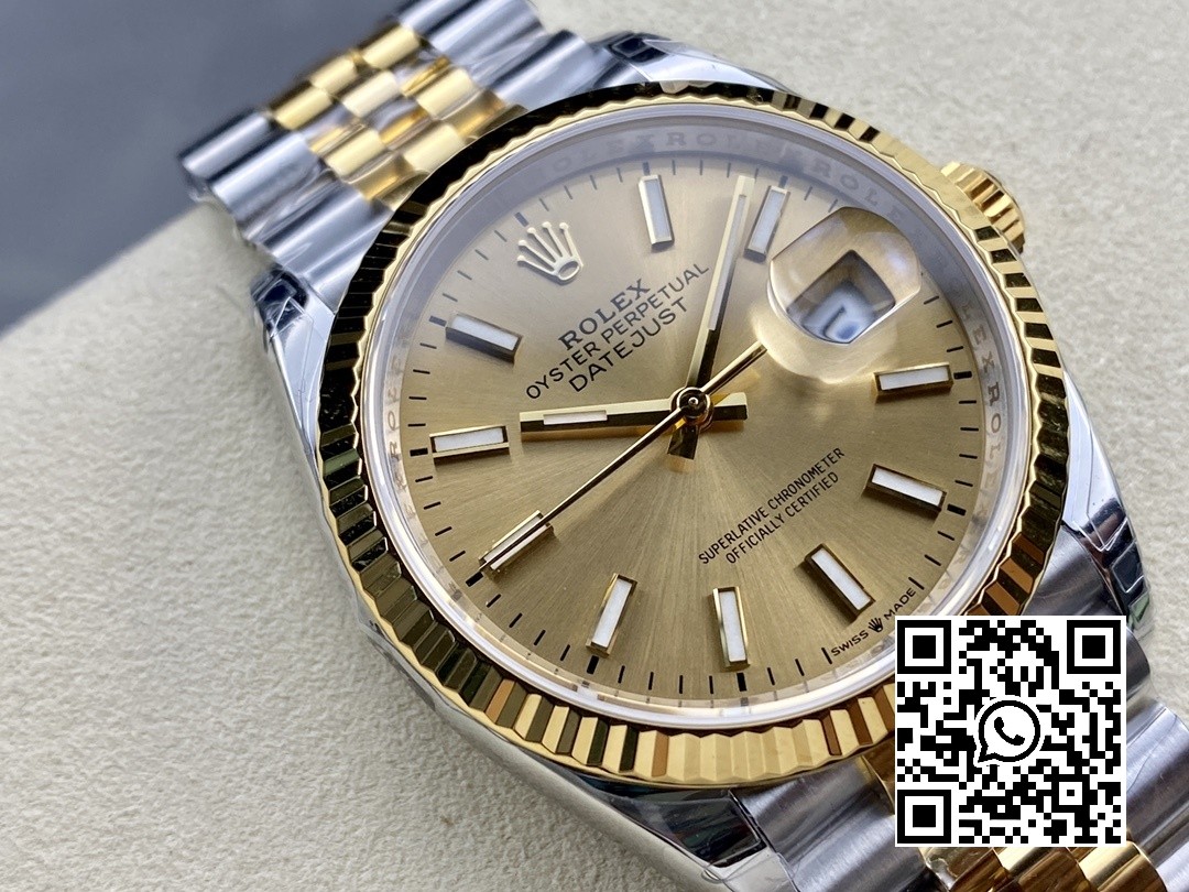 Rolex DateJust 36 SS 126233 VS Factory 1:1 Best Edition 904L Steel YG Stick Dial