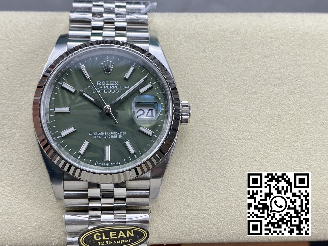 Rolex DateJust 36 SS 126234 Clean Factory 1:1 Best Edition 904L Steel Green Leaf Dial