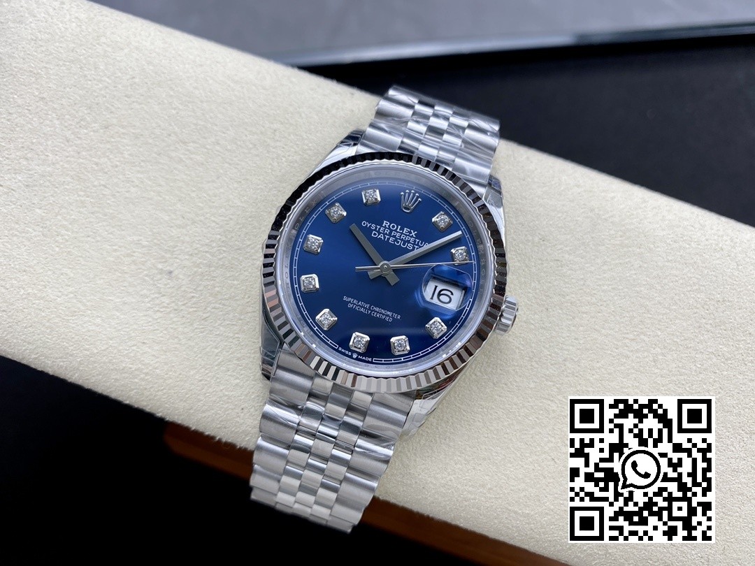 Rolex DateJust 36 SS 126234 VS Factory 1:1 Best Edition 904L Steel Blue Diamonds Dial