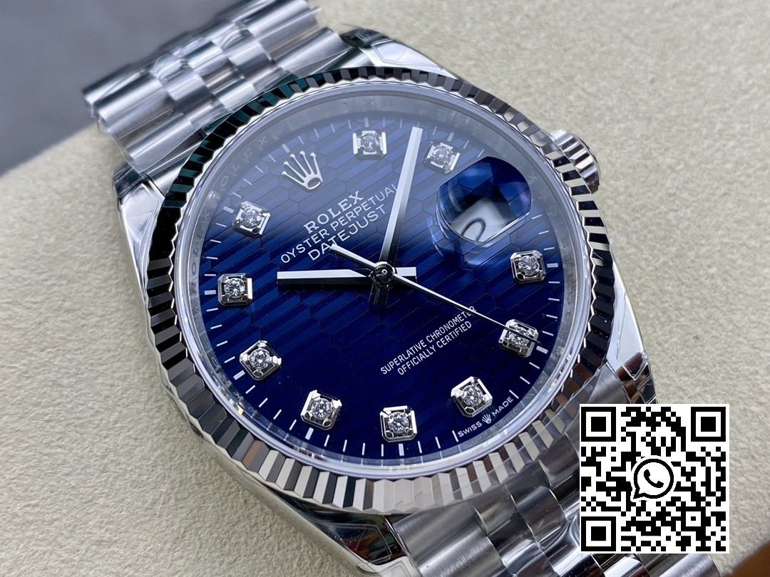 Rolex DateJust 36 SS 126234 VS Factory 1:1 Best Edition 904L Steel Blue Textured Dial