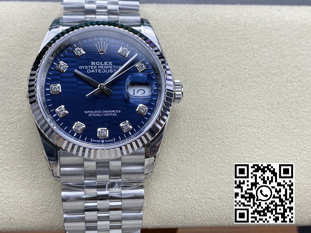 Rolex DateJust 36 SS 126234 VS Factory 1:1 Best Edition 904L Steel Blue Textured Dial