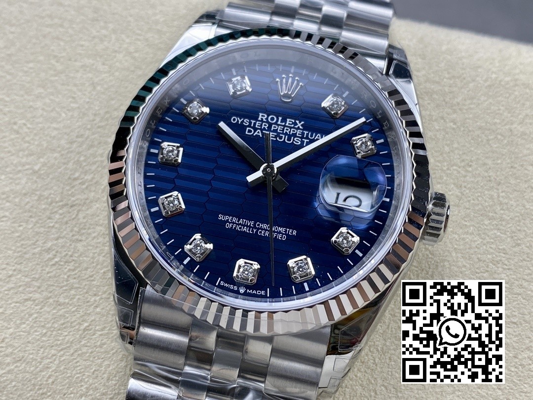 Rolex DateJust 36 SS 126234 VS Factory 1:1 Best Edition 904L Steel Blue Textured Dial