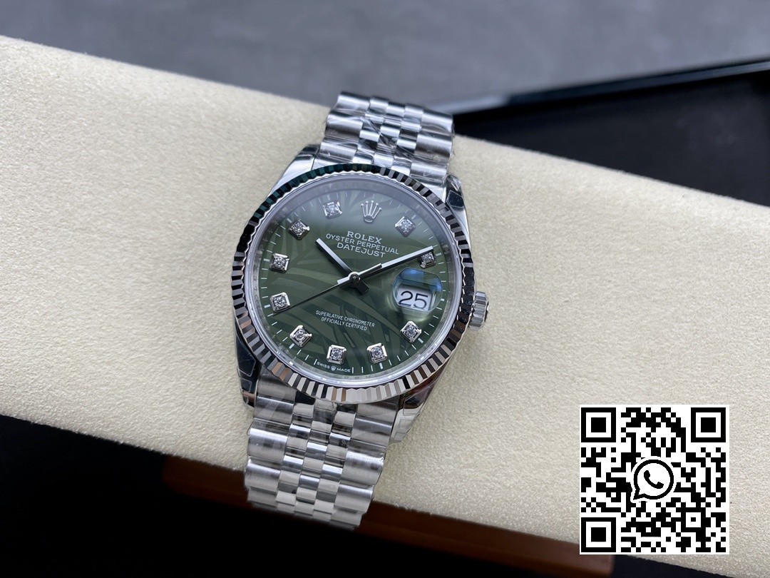 Rolex DateJust 36 SS 126234 VS Factory 1:1 Best Edition 904L Steel Green Leaf Diamonds Dial