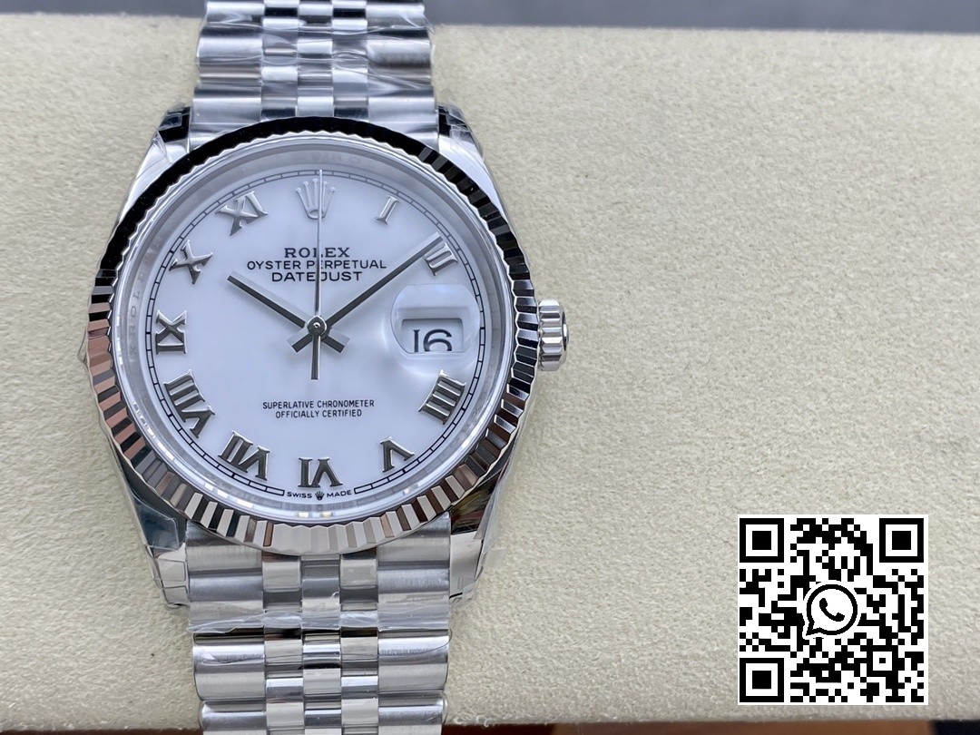 Rolex DateJust 36 SS 126234 VS Factory 1:1 Best Edition 904L Steel White Roman Dial