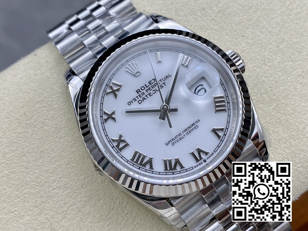 Rolex DateJust 36 SS 126234 VS Factory 1:1 Best Edition 904L Steel White Roman Dial