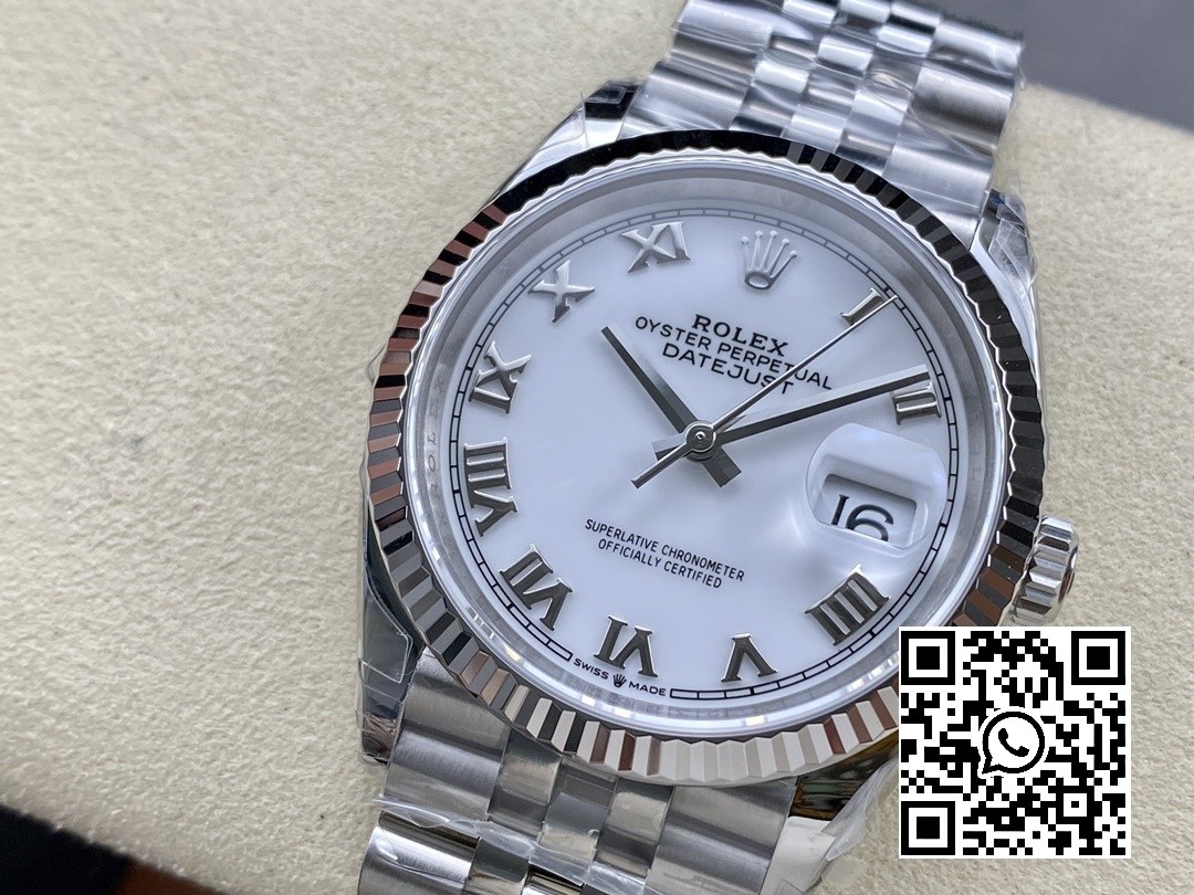 Rolex DateJust 36 SS 126234 VS Factory 1:1 Best Edition 904L Steel White Roman Dial