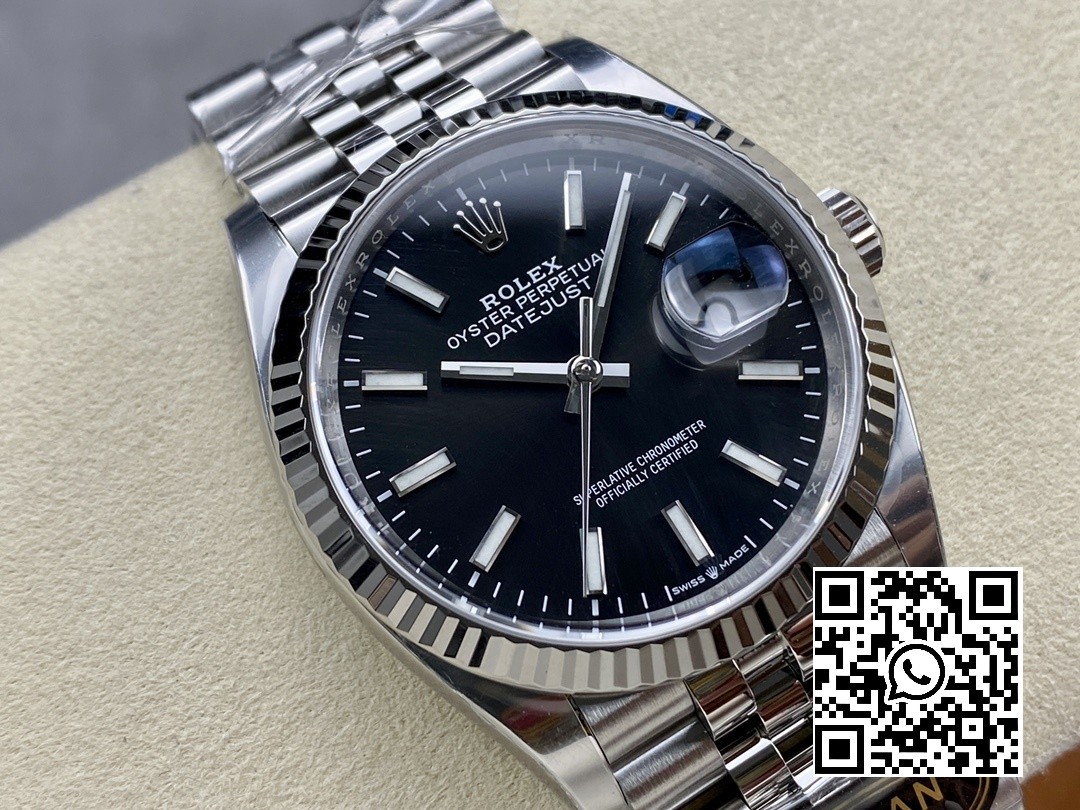 Rolex DateJust 36 126234 904L SS Clean Factory 1:1 Best Edition Fluted Bezel Black Dial