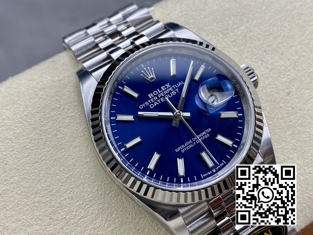 Rolex DateJust 36 126234 904L SS Clean Factory 1:1 Best Edition Fluted Bezel Blue Dial