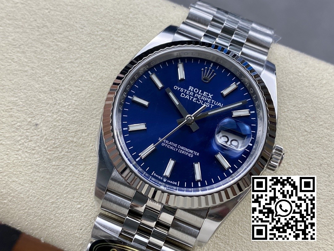 Rolex DateJust 36 126234 904L SS Clean Factory 1:1 Best Edition Fluted Bezel Blue Dial