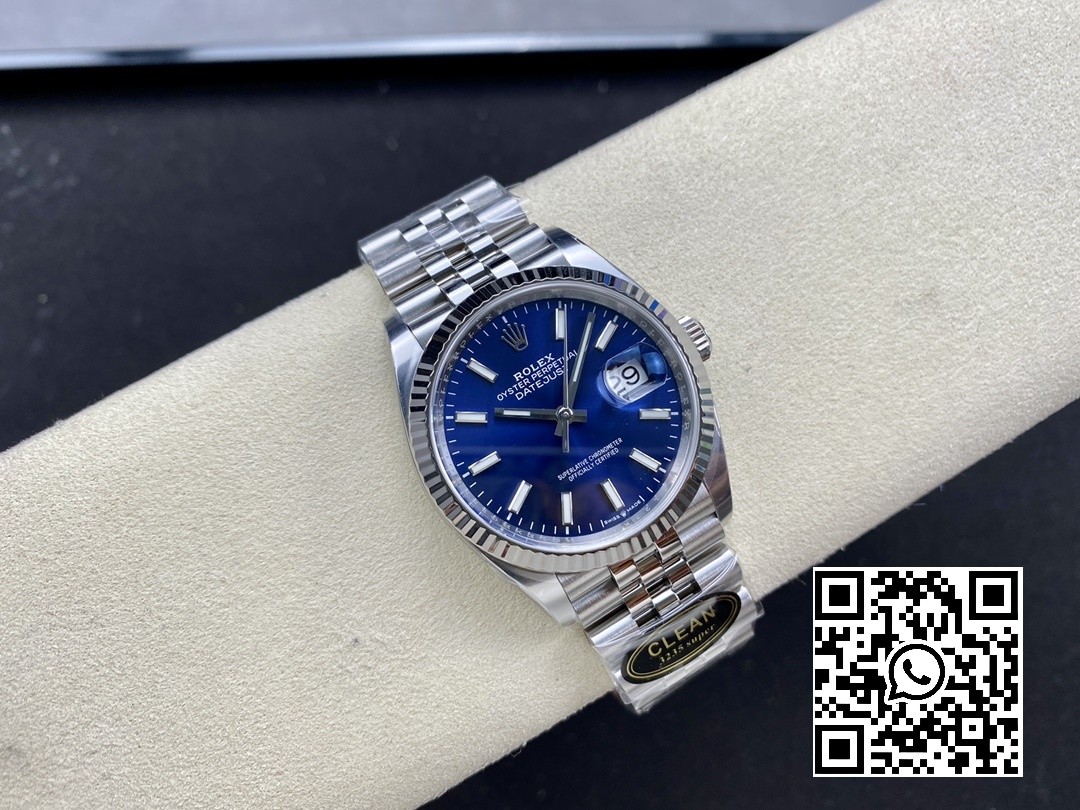 Rolex DateJust 36 126234 904L SS Clean Factory 1:1 Best Edition Fluted Bezel Blue Dial