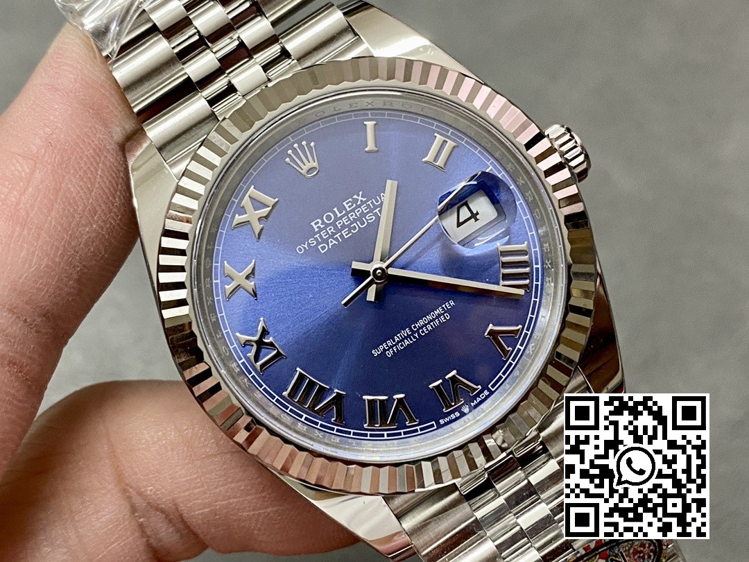 Rolex DateJust 36 126234 904L SS Clean Factory 1:1 Best Edition Fluted Bezel Bluw Roman Dial