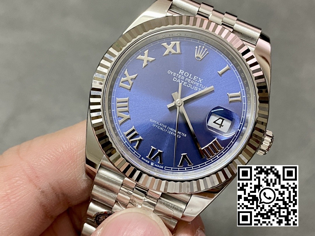 Rolex DateJust 36 126234 904L SS Clean Factory 1:1 Best Edition Fluted Bezel Bluw Roman Dial