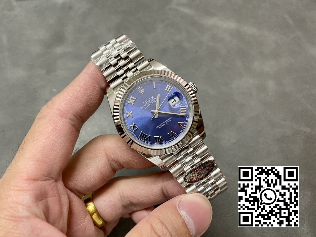 Rolex DateJust 36 126234 904L SS Clean Factory 1:1 Best Edition Fluted Bezel Bluw Roman Dial