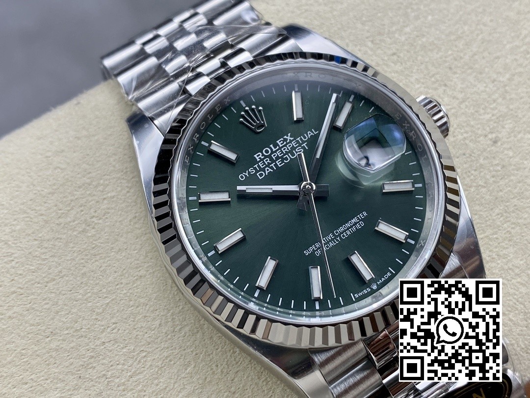 Rolex DateJust 36 126234 904L SS Clean Factory 1:1 Best Edition Fluted Bezel Green Dial