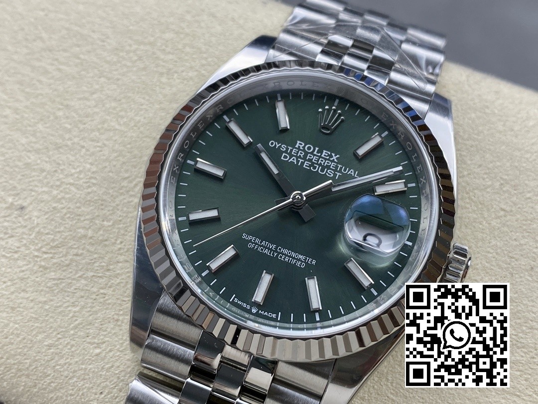 Rolex DateJust 36 126234 904L SS Clean Factory 1:1 Best Edition Fluted Bezel Green Dial