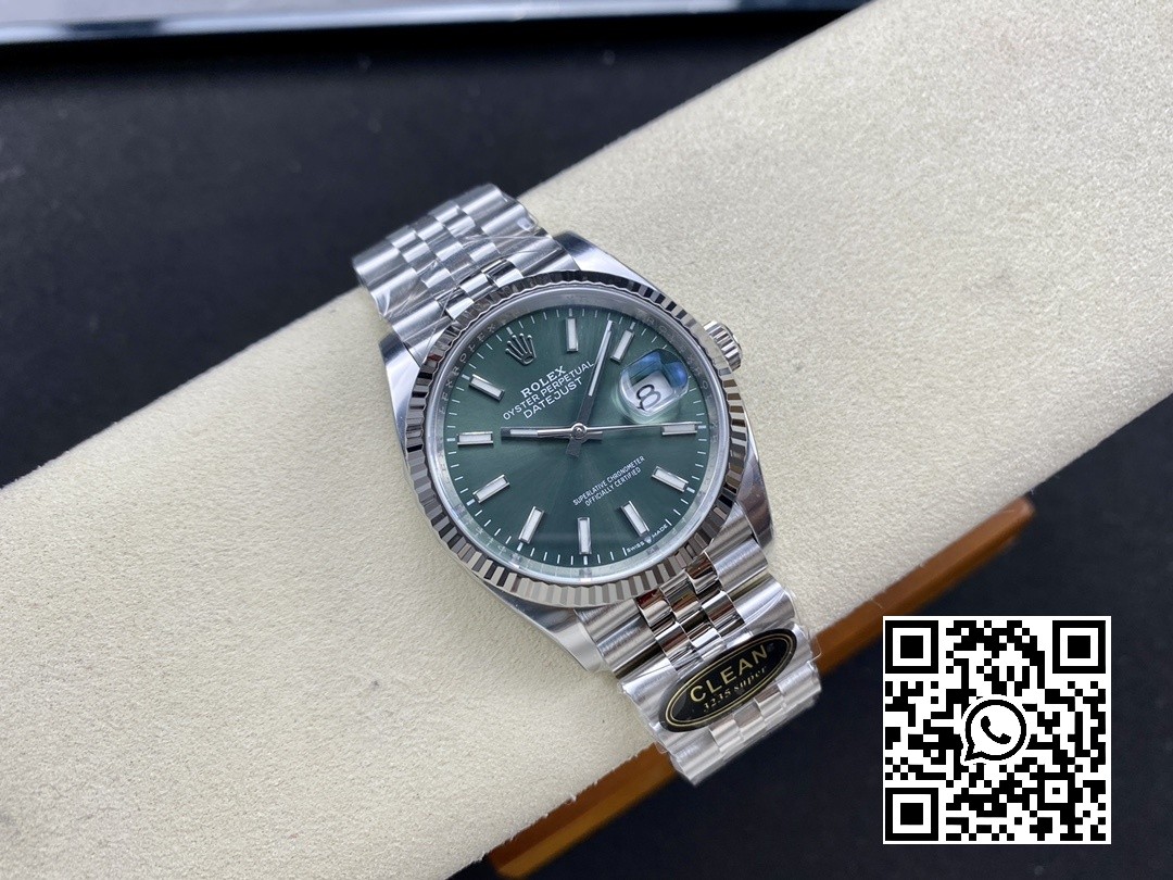 Rolex DateJust 36 126234 904L SS Clean Factory 1:1 Best Edition Fluted Bezel Green Dial