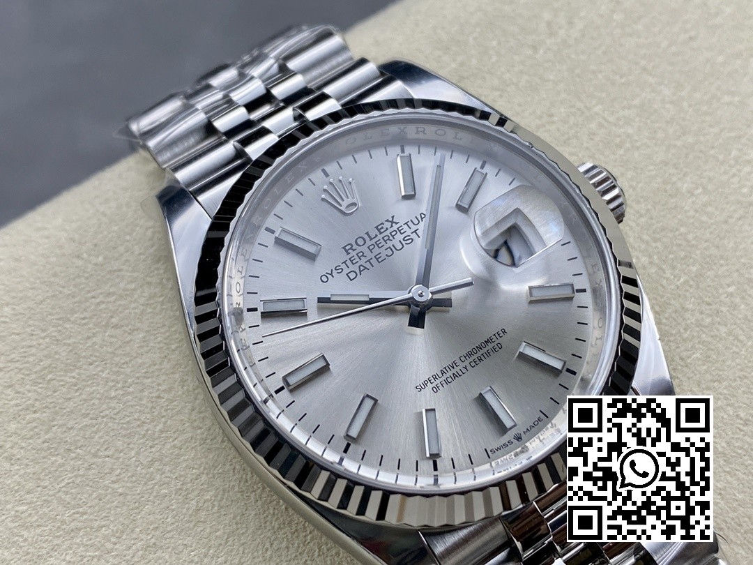 Rolex DateJust 36 126234 904L SS Clean Factory 1:1 Best Edition Fluted Bezel Silvery Dial