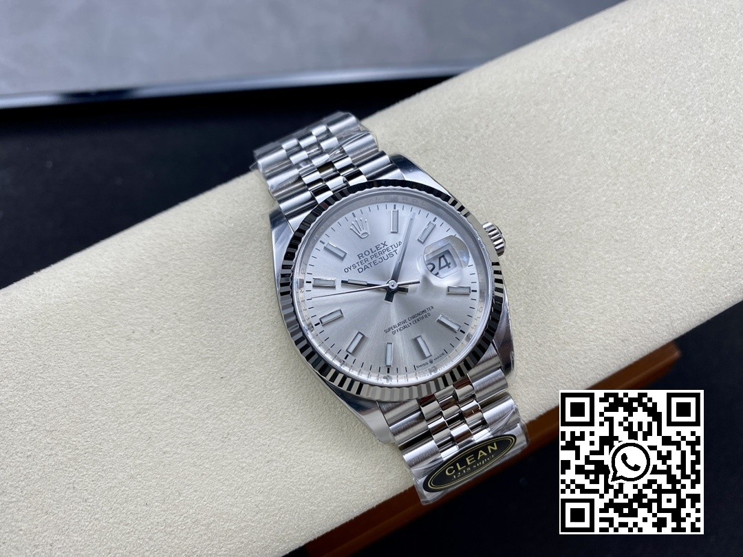 Rolex DateJust 36 126234 904L SS Clean Factory 1:1 Best Edition Fluted Bezel Silvery Dial