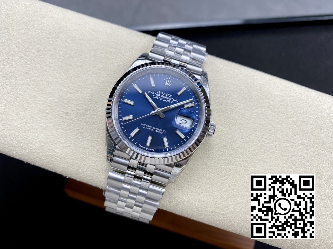 Rolex DateJust 36 126234 904L SS VS Factory 1:1 Best Edition Fluted Bezel Blue Dial