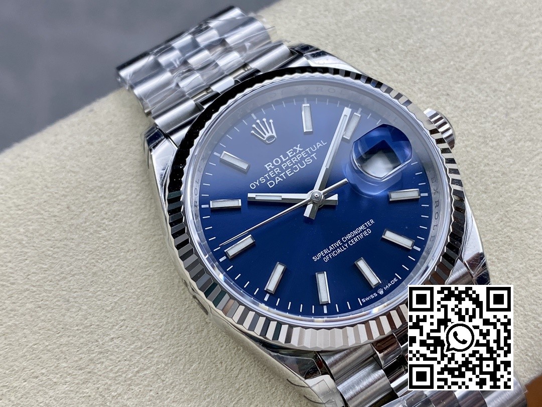 Rolex DateJust 36 126234 904L SS VS Factory 1:1 Best Edition Fluted Bezel Blue Dial