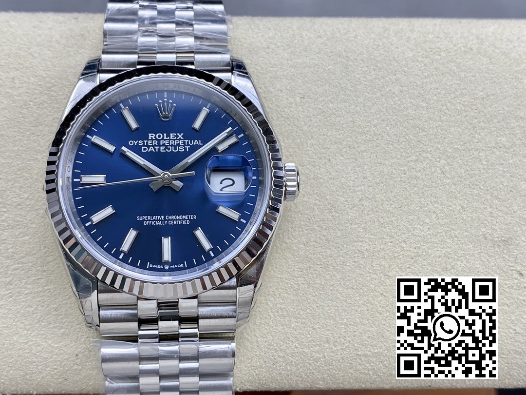 Rolex DateJust 36 126234 904L SS VS Factory 1:1 Best Edition Fluted Bezel Blue Dial