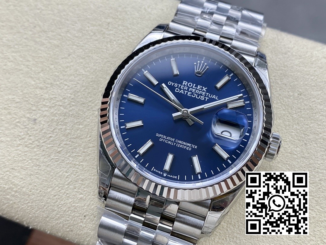 Rolex DateJust 36 126234 904L SS VS Factory 1:1 Best Edition Fluted Bezel Blue Dial