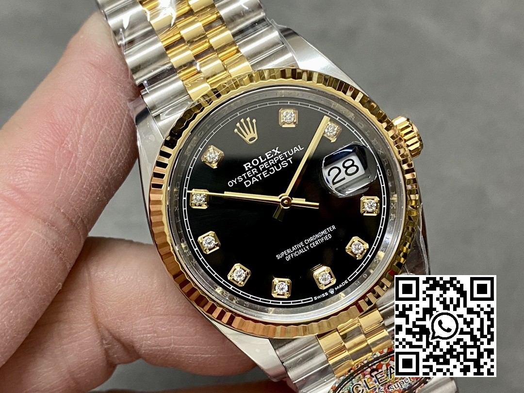 Rolex DateJust 36 126233 Clean Factory 1:1 Best Edition 904L Steel Black Diamonds Dial