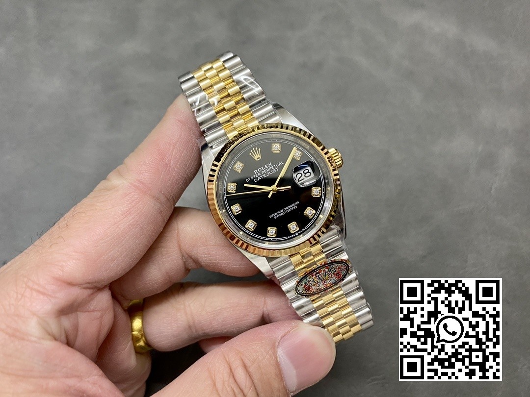 Rolex DateJust 36 126233 Clean Factory 1:1 Best Edition 904L Steel Black Diamonds Dial