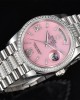 Rolex DayDate 36 SS CSF Best Edition Rome diamonds Pink Dial