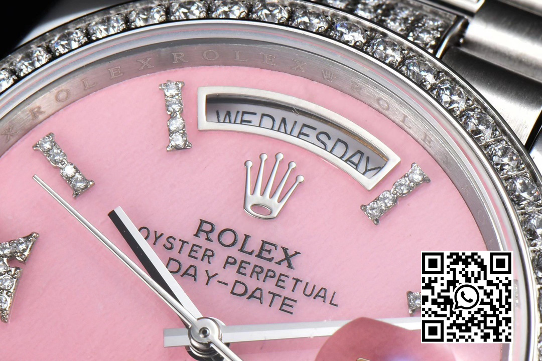 Rolex DayDate 36 SS CSF Best Edition Rome diamonds Pink Dial