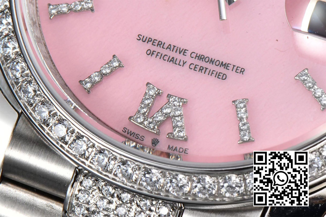 Rolex DayDate 36 SS CSF Best Edition Rome diamonds Pink Dial