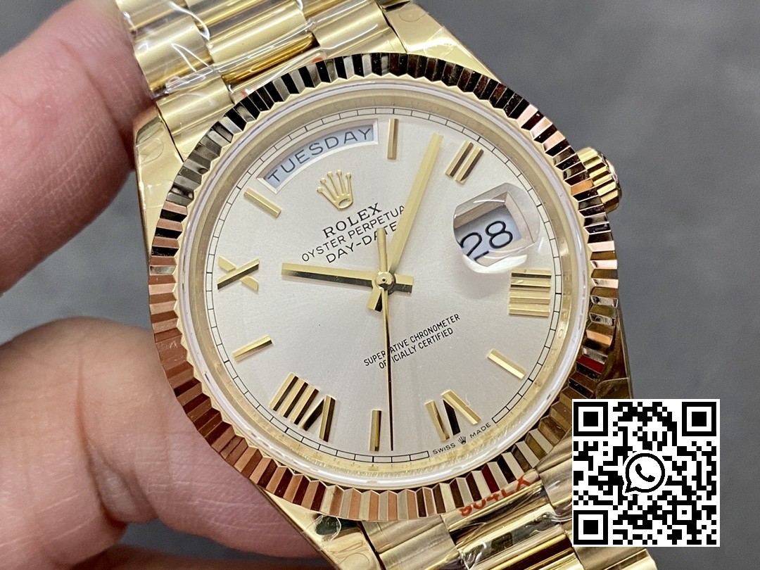 Rolex DayDate 228238 40mm YG GM Factory 1:1 Best Edition Silvery Dial