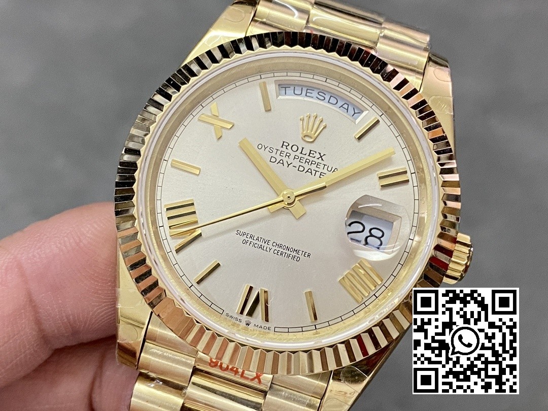 Rolex DayDate 228238 40mm YG GM Factory 1:1 Best Edition Silvery Dial