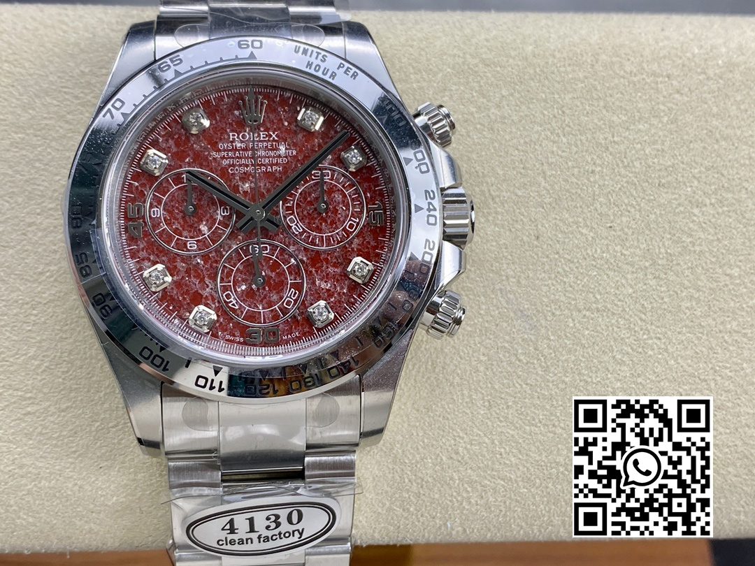 Rolex Daytona 116509 Clean Factory 1:1 Best Edition 904L SS Case and Bracelet Red Sodalite Dial