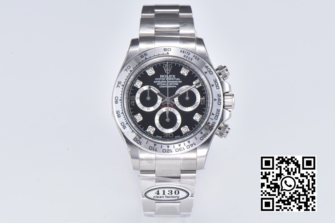 Rolex Daytona 116509 SS Clean Factory 1:1 Best Edition Black Diamonds Dial