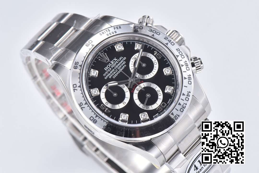 Rolex Daytona 116509 SS Clean Factory 1:1 Best Edition Black Diamonds Dial