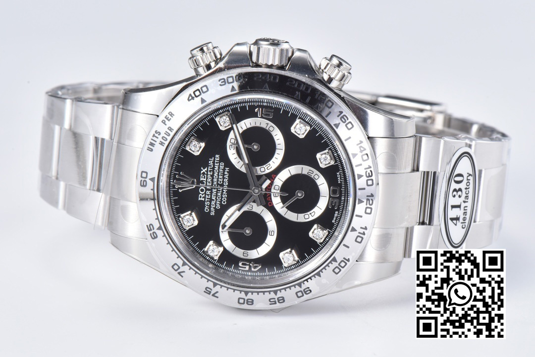 Rolex Daytona 116509 SS Clean Factory 1:1 Best Edition Black Diamonds Dial