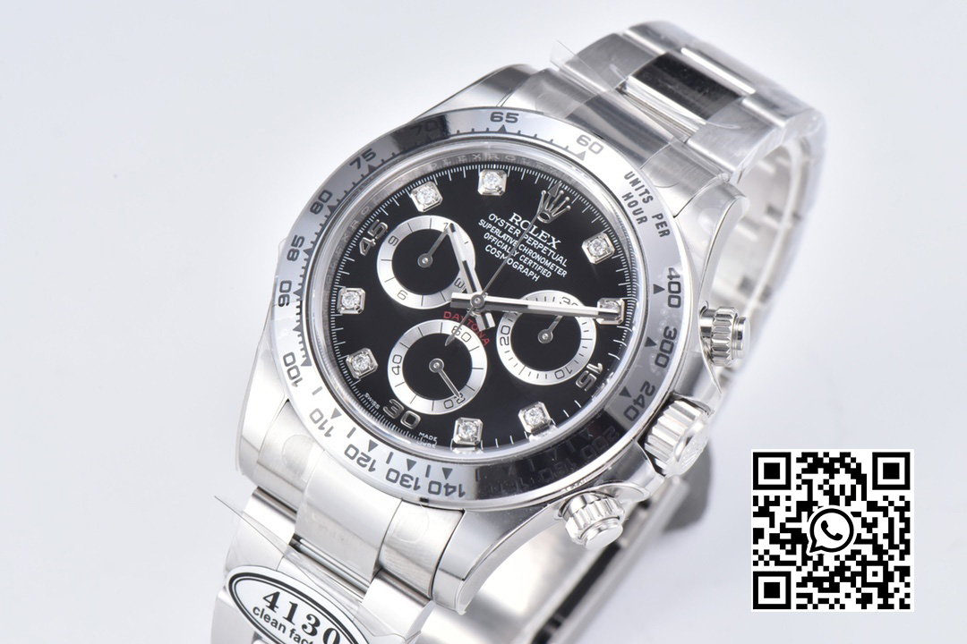 Rolex Daytona 116509 SS Clean Factory 1:1 Best Edition Black Diamonds Dial