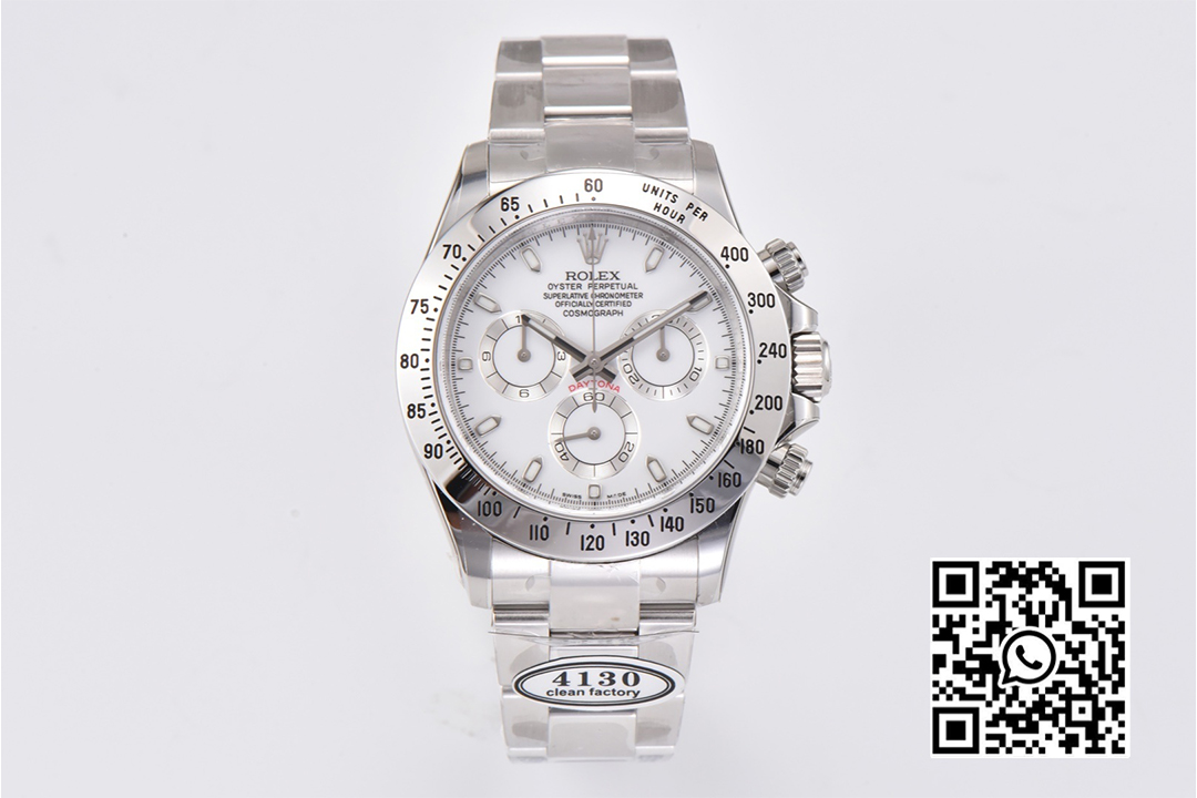 Rolex Daytona 116520 Clean Factory 1:1 Best Edition 904L SS Case and Bracelet White Dial