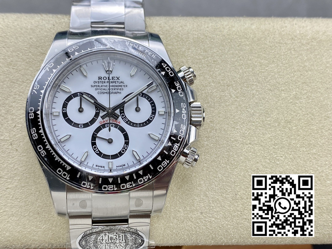 Rolex Daytona 126500 Panda Clean Factory 1:1 Best Edition 904L SS Case and Bracelet White Dial