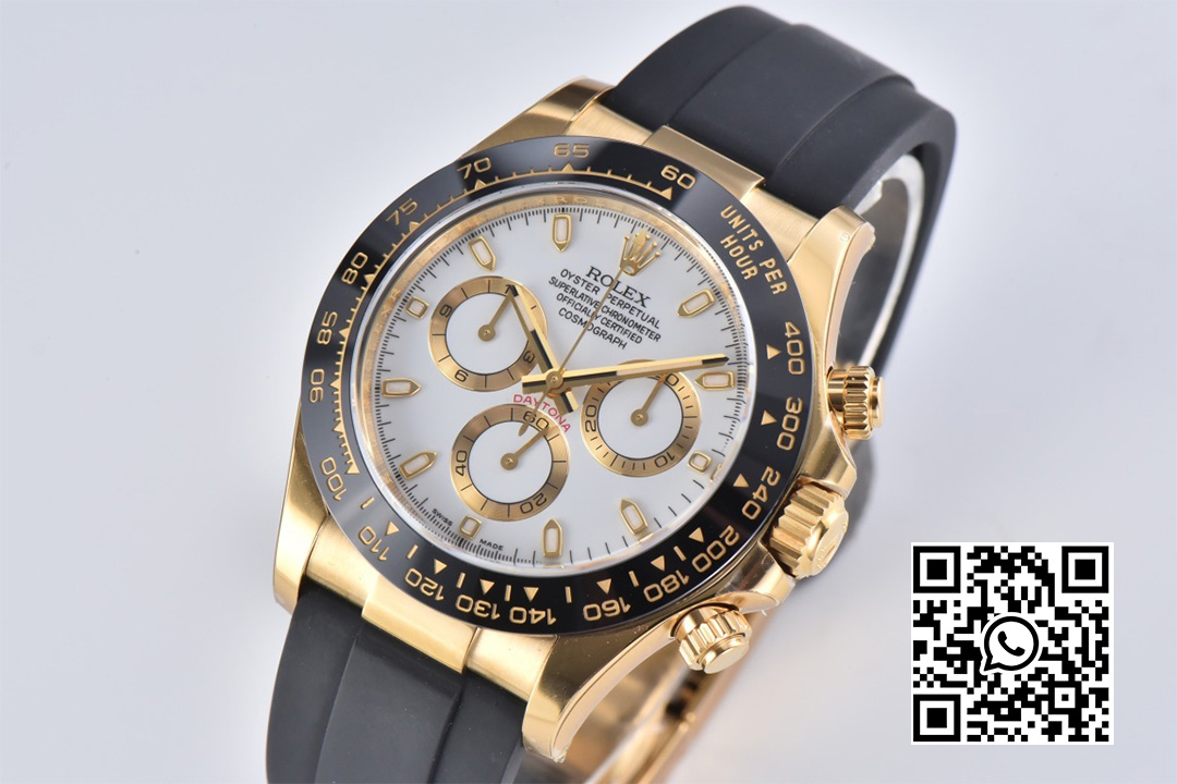 Rolex Daytona 116518 YG Clean Factory 1:1 Best Edition Black Ceramic Bezel White Stick Dial