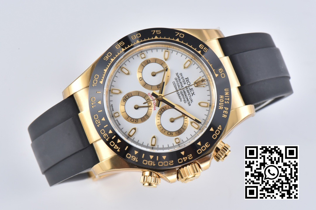 Rolex Daytona 116518 YG Clean Factory 1:1 Best Edition Black Ceramic Bezel White Stick Dial