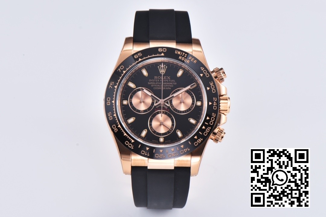 Rolex Daytona 116515 RG Clean Factory 1:1 Best Edition Black Ceramic Bezel Black Stick Dial