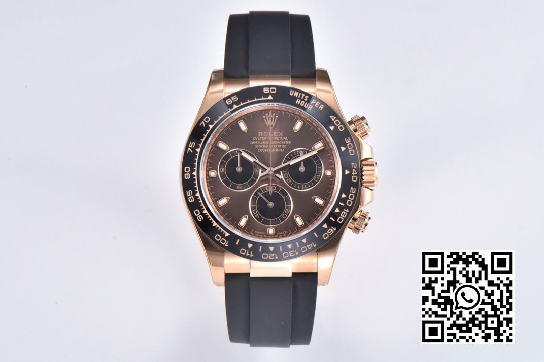 Rolex Daytona 116515 RG Clean Factory 1:1 Best Edition Black Ceramic Bezel Brown Stick Dial